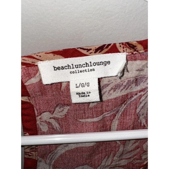 Beach Lunch Lounge Midi Dress SZ L Red FLORAL BOHO  Cottagecore Boho Rayon - Picture 3 of 6